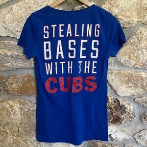 MLB Chicago Cubs Baseball PINK Victoria’s Secret Women's V Neck Top Blue Red